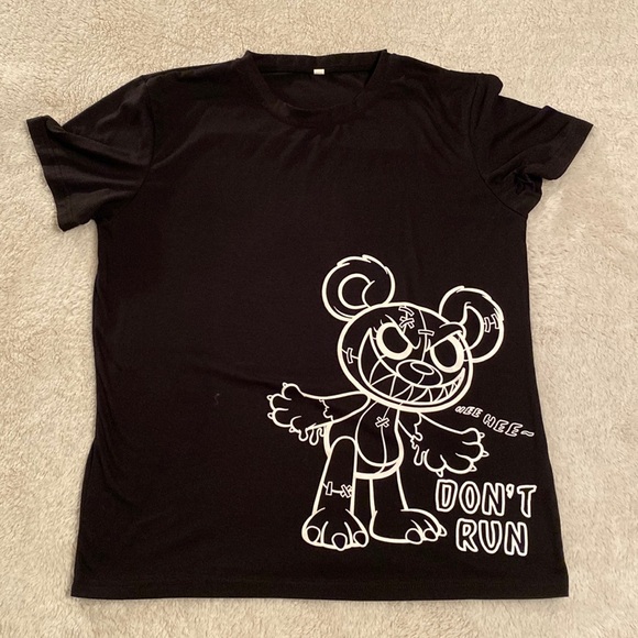 SHEIN Other - 🖤 Men’s Horror Teddy Bear “Don’t Run” T-Shirt – Black, Size Small